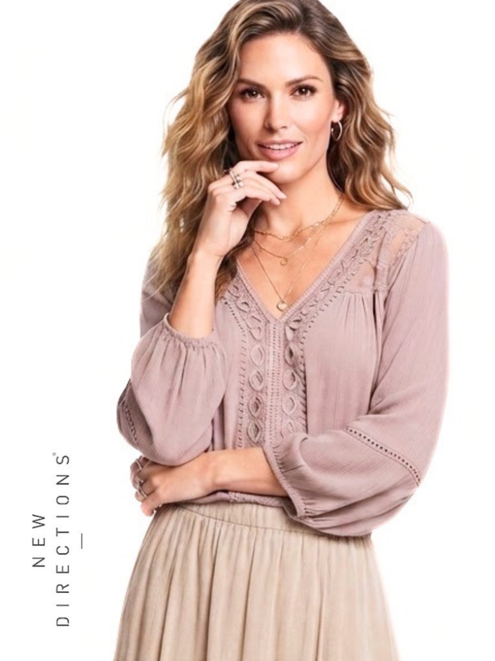 Boho Blouse • NWT
New Directions • Lace Peasant Blouse